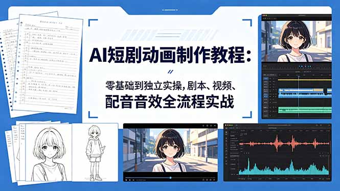 AI短剧动画制作教程：零基础到独立实操，剧本、视频、配音音效全流程实战-AI学习资源网